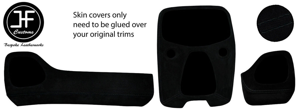 BLACK STITCH THREE PIECE DASH KIT TRIM SUEDE COVERS FOR CITROEN C1 2014-2019