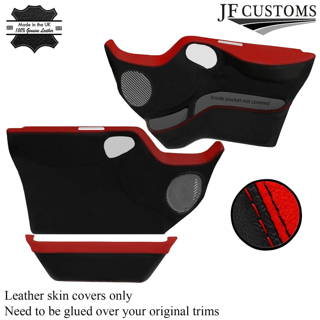 RED BLACK 2X FRONT FULL DOOR CARD LEATHER COVERS FOR FORD TRANSIT MK7 06-14