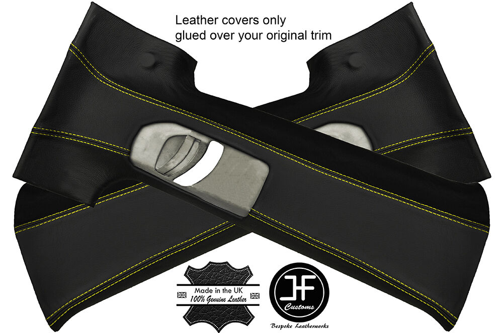 YELLOW STITCHING 2X UPPER B PILLAR LEATHER COVERS FITS VW T4 MULTIVAN BUS