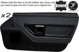 WHITE STITCH 2X FRONT DOOR CARD TRIM LEATHER SKIN COVER FITS CORVETTE C4 84-90