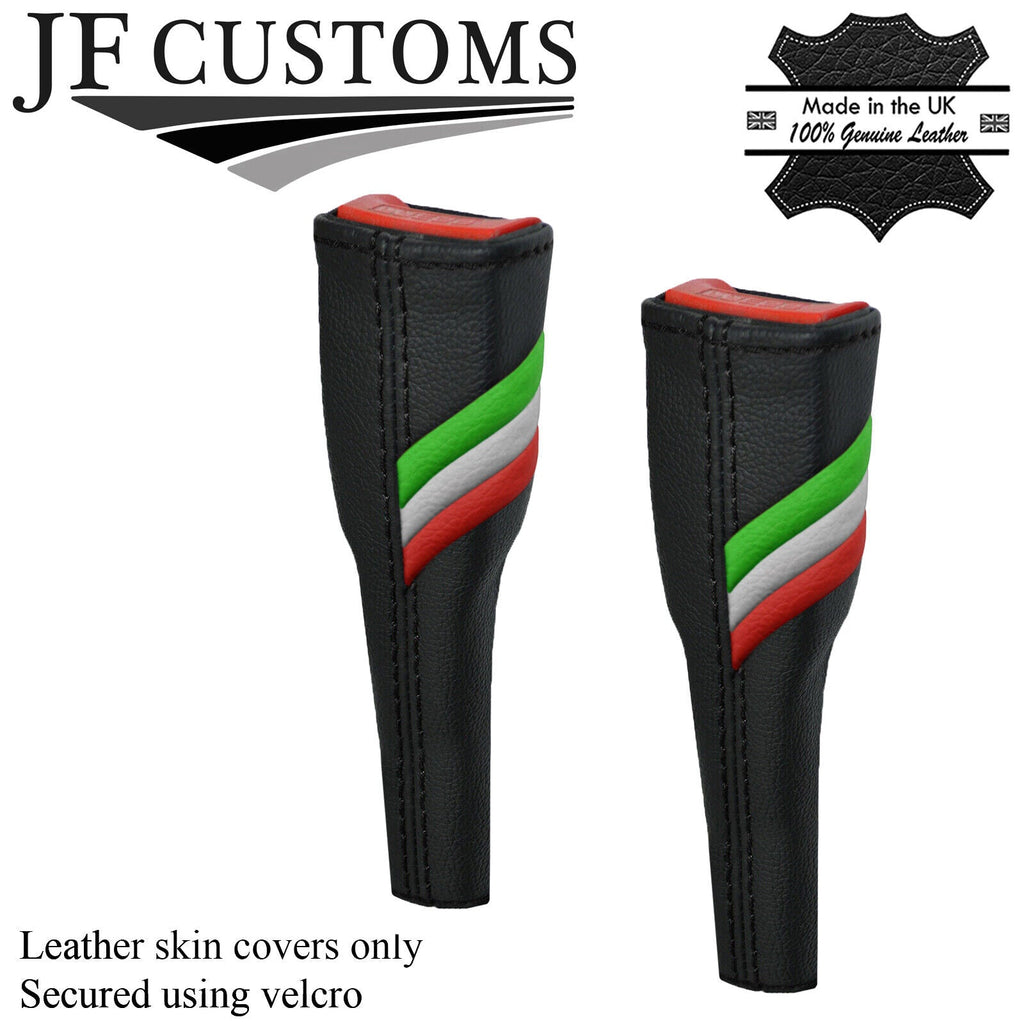 BLACK STITCH ITALIAN STRIPE 2X SEAT BELT LONG COVERS FOR FIAT 124 SPIDER 16-20