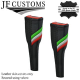 BLACK STITCH ITALIAN STRIPE 2X SEAT BELT LONG COVERS FOR FIAT 124 SPIDER 16-20