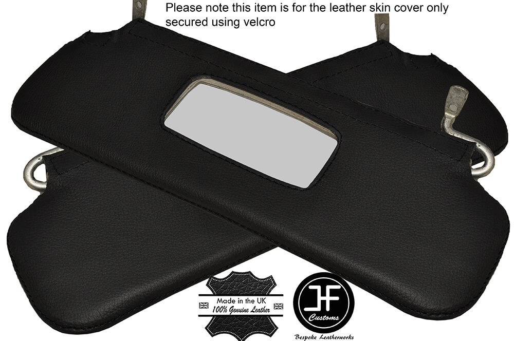 BLACK STITCHING 2X SUN VISORS LEATHER COVERS FITS RELIANT ROBIN CUSTOM NEW