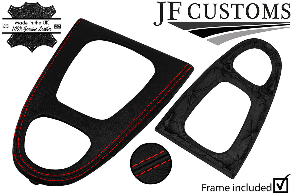 RED STITCH LEATHER GEAR SURROUND COVER + FRAME FITS JAGUAR S-TYPE 99-08
