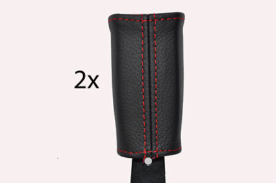 red stitch FITS RENAULT CLIO MK2 99-06 2X FRONT SEAT BELT STALK LEATHER COVERS