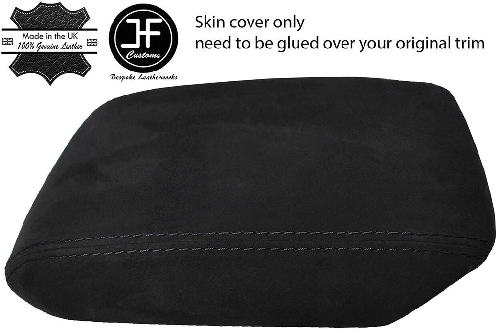 BLACK STITCHING SLIDING ARMREST LID REAL SUEDE COVER FITS AUDI A5 2008-2015