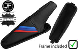 BLACK STITCH TRI STRIPE LEATHER HANDBRAKE + PLASTIC FRAME FOR BMW E46 99-05