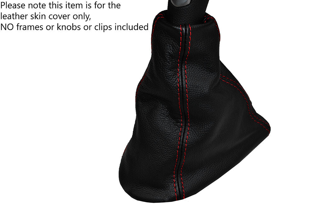 RED STITCHING MANUAL LEATHER SKIN GEAR GAITER FITS CHEVROLET SPARK 2010-2015