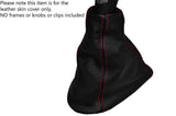 RED STITCHING MANUAL LEATHER SKIN GEAR GAITER FITS CHEVROLET SPARK 2010-2015