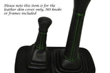 GREEN STITCH 2X GEAR STICK LEATHER SKIN COVERS FITS LAND ROVER DEFENDER 07-14