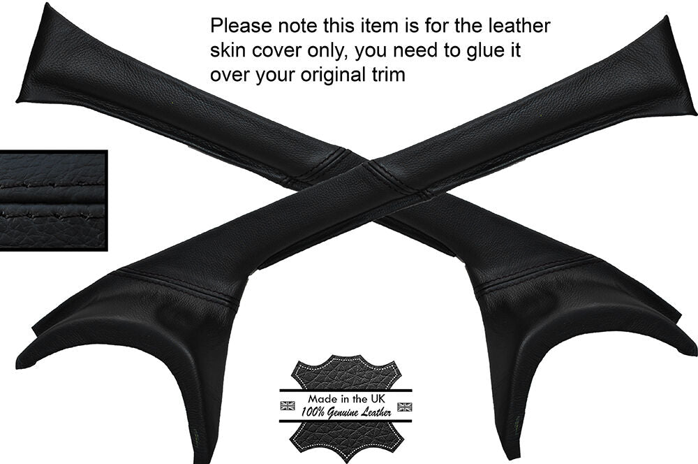 BLACK STITCHING 2X A POST PILLAR LEATHER SKIN COVERS FITS LOTUS ELAN S3 S4