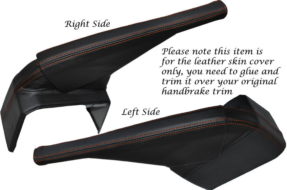 ORANGE STITCH HANDBRAKE & BOTTOM BASE LEATHER SKIN COVERS FITS VW T6 TRANSPORTER
