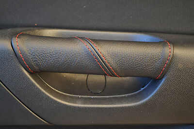 FITS MAZDA 3  LEATHER 2X DOOR HANDLE COVERS red st CUSTOM NEW MADE IN UK