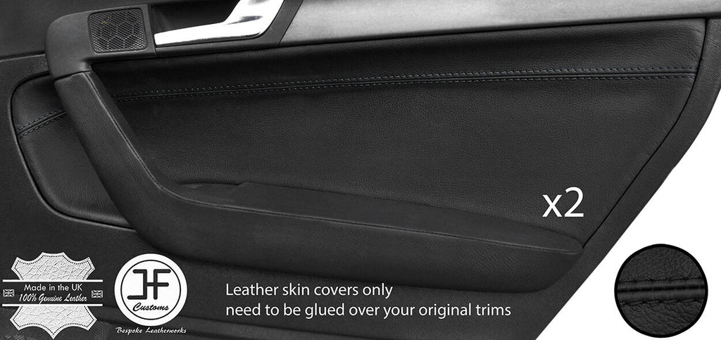 BLACK STITCH 2X REAR DOOR CARD TRIM LEATHER COVER FOR AUDI A3 8P 04-12 5 DOOR