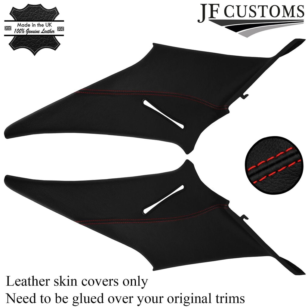 RED STITCH LEATHER 2X C PILLAR COVERS FITS MERCEDES W202 C CLASS 93-00 SALOON