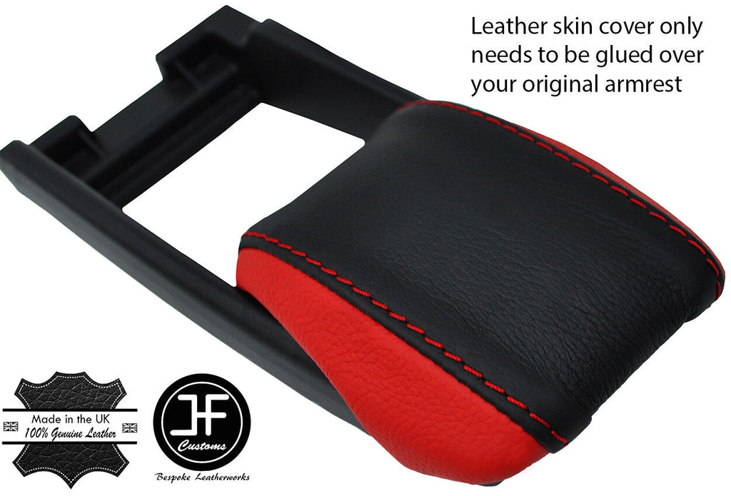 BLACK & RED TOP GRAIN REAL LEATHER ASSY ARMREST LID COVER FITS LEXUS NX 14-17