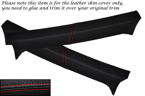 RED STITCH FITS FORD CAPRI MK2 MK3 2X B POST PILLAR LEATHER SKIN COVERS ONLY