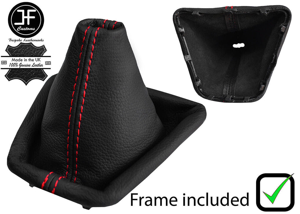 RED STITCH LEATHER MANUAL GEAR GAITER + PLASTIC FRAME FOR FIAT FIORINO 09-16