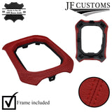 DARK RED LEATHER GEAR SURROUND COVER + PLASTIC FRAME FITS JEEP RENEGADE 14-19