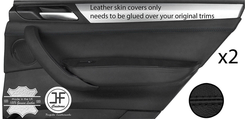 BLACK STITCH 2X REAR DOOR CARD TRIM LEATHER COVERS FOR BMW X4 F26 2014-2018