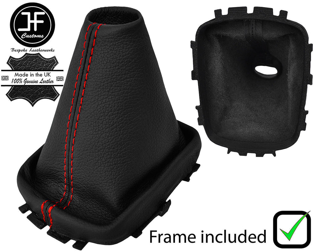 RED STITCH LEATHER GEAR GAITER+PLASTIC FRAME FITS RENAULT MEGANE MK3 08-16