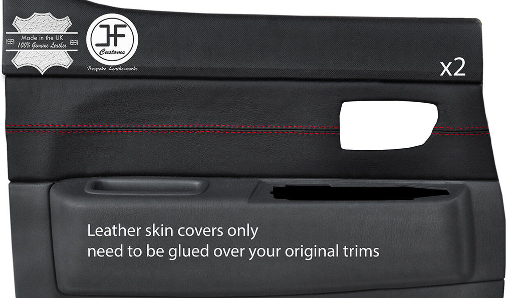 RED STITCH 2X REAR DOOR CARD LEATHER COVERS FOR FORD RANGER MAZDA BT50 06-12