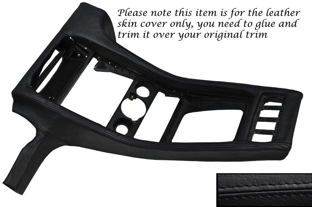 BLACK STTICH CENTER CONSOLE LEATHER SKIN COVER FITS PORSCHE 928 S S2 S4 90-95