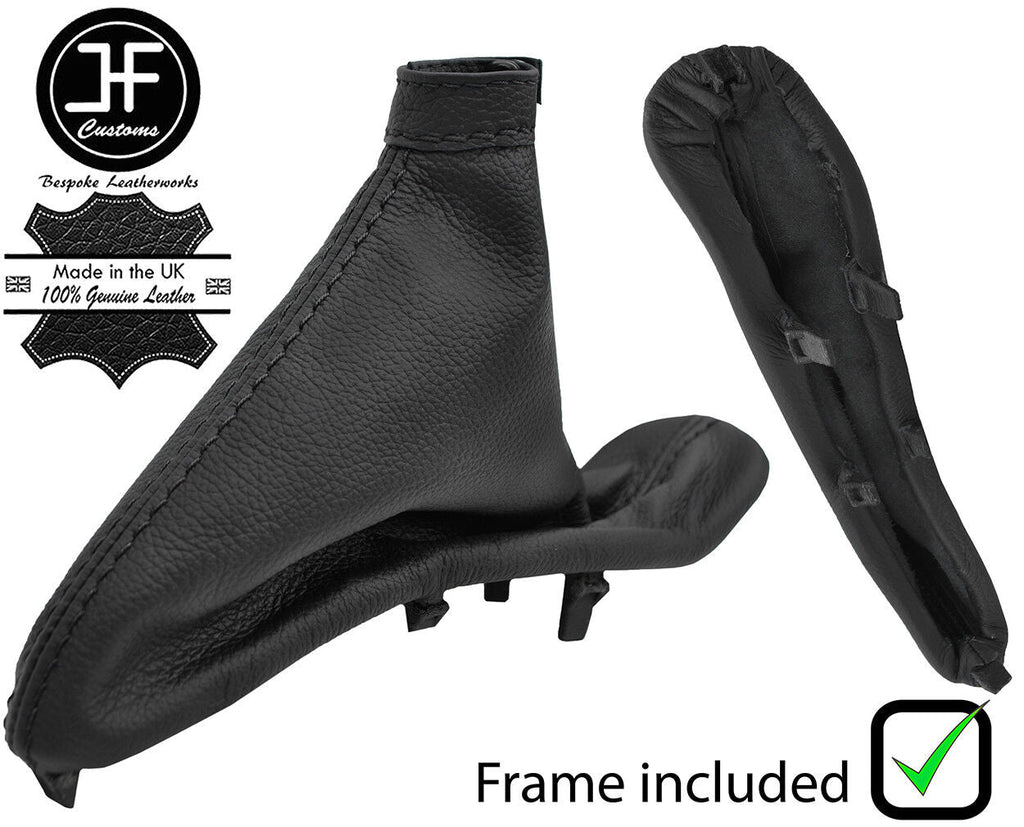 BLACK STITCH LEATHER HANDBRAKE GAITER+PLASTIC FRAME FITS ALFA ROMEO 147 01-09