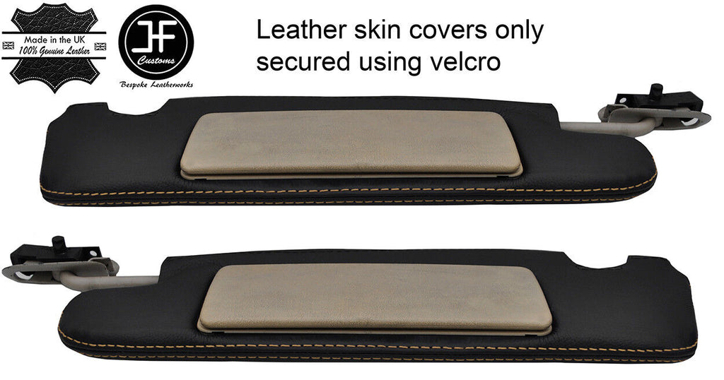 BEIGE STITCH 2X SUN VISORS REAL LEATHER COVERS FOR MERCEDES SL CLASS R129 89-02