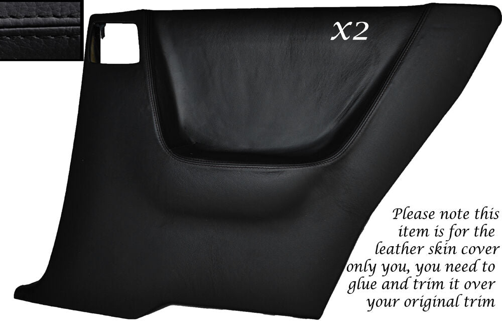 BLACK STITCH 2X REAR FULL DOOR CARD SKIN COVERS FITS NISSAN SKYLINE R33 93-98
