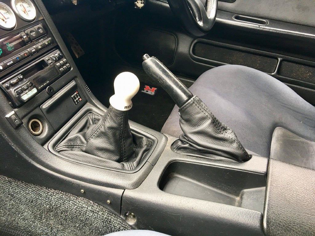 FITS NISSAN SKYLINE GTS GTR R32 GEAR HANDBRAKE GAITER 89-94 TOP GRAIN LEATHER