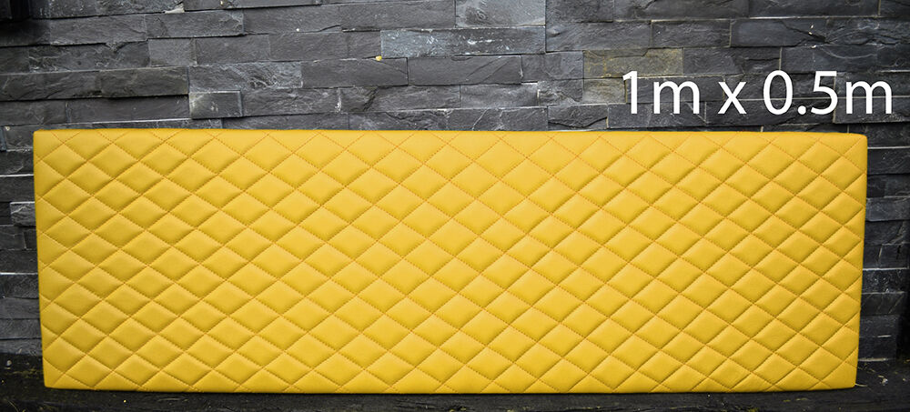 YELLOW LEATHER WITH PADDED DIAMOND STITCH 1Mx0.5M UPHOLSTERY FURNITURE AUTO