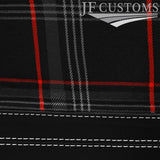 WHITE STITCH LEATHER+RED TARTAN 2X DOOR CARD COVER FOR TRIUMPH TR8 78-81 JF2