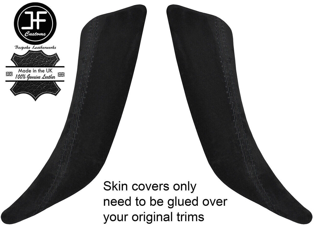 BLACK STITCH 2X FRONT DOOR HANDLE TRIM SUEDE COVERS FOR BMW 1 SERIES F20 11-18