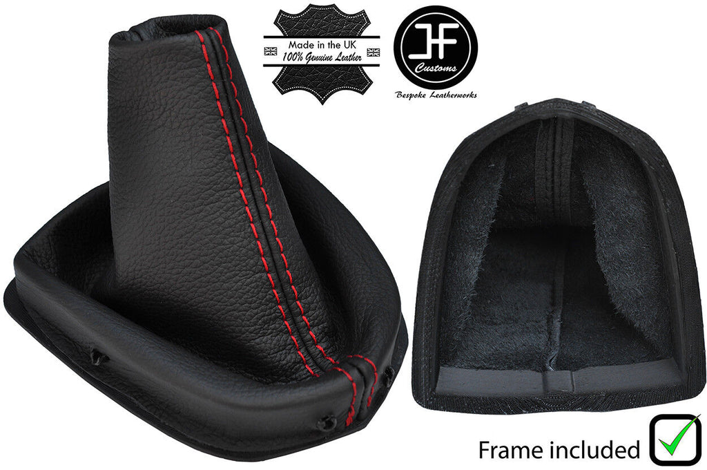 RED STITCHING LEATHER GEAR GAITER + PLASTIC FRAME FITS PEUGEOT RCZ 2009-2016