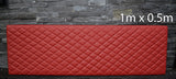 DARK RED LEATHER WITH PADDED DIAMOND STITCH 1M X 0.5M UPHOLSTERY FURNITURE AUTO