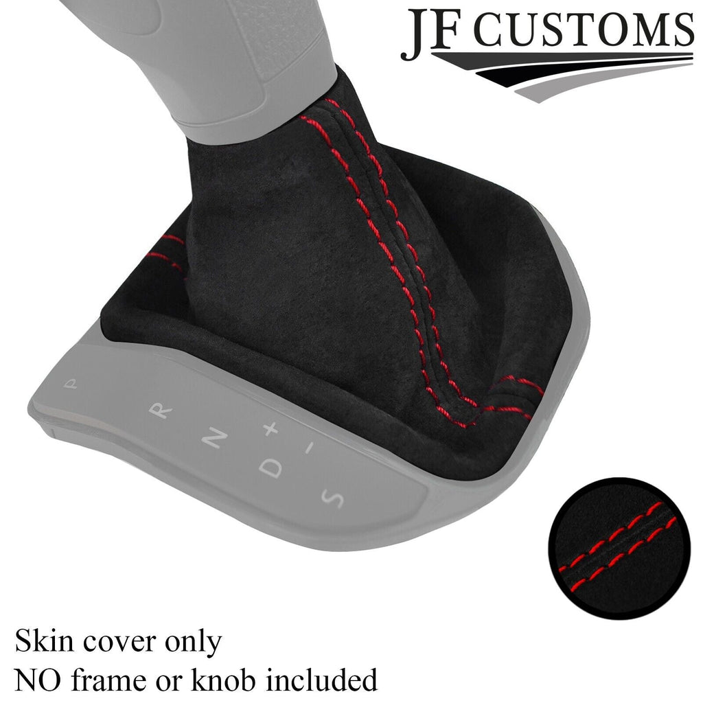 RED STITCH SUEDE DSG AUTO AUTOMATIC GEAR GAITER FITS VW T6 TRANSPORTER 16-19