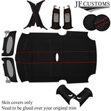 RED STITCH LEATHER & SUEDE COVERS FOR BMW MINI R50 R53 01-06 TOP RECOVERY KIT