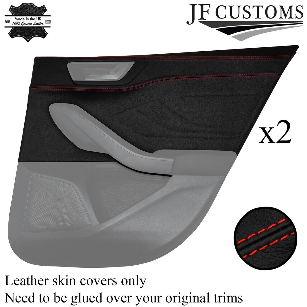 FOR FORD FOCUS MK4 18-20 RED STITCH 2X LEATHER REAR DOOR CARD TRIM COVER