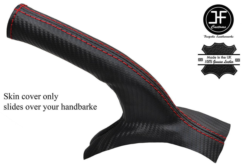 RED STITCHING CARBON VINYL HANDBRAKE GAITER FITS VW AMAROK 2010-2017 CUSTOM NEW