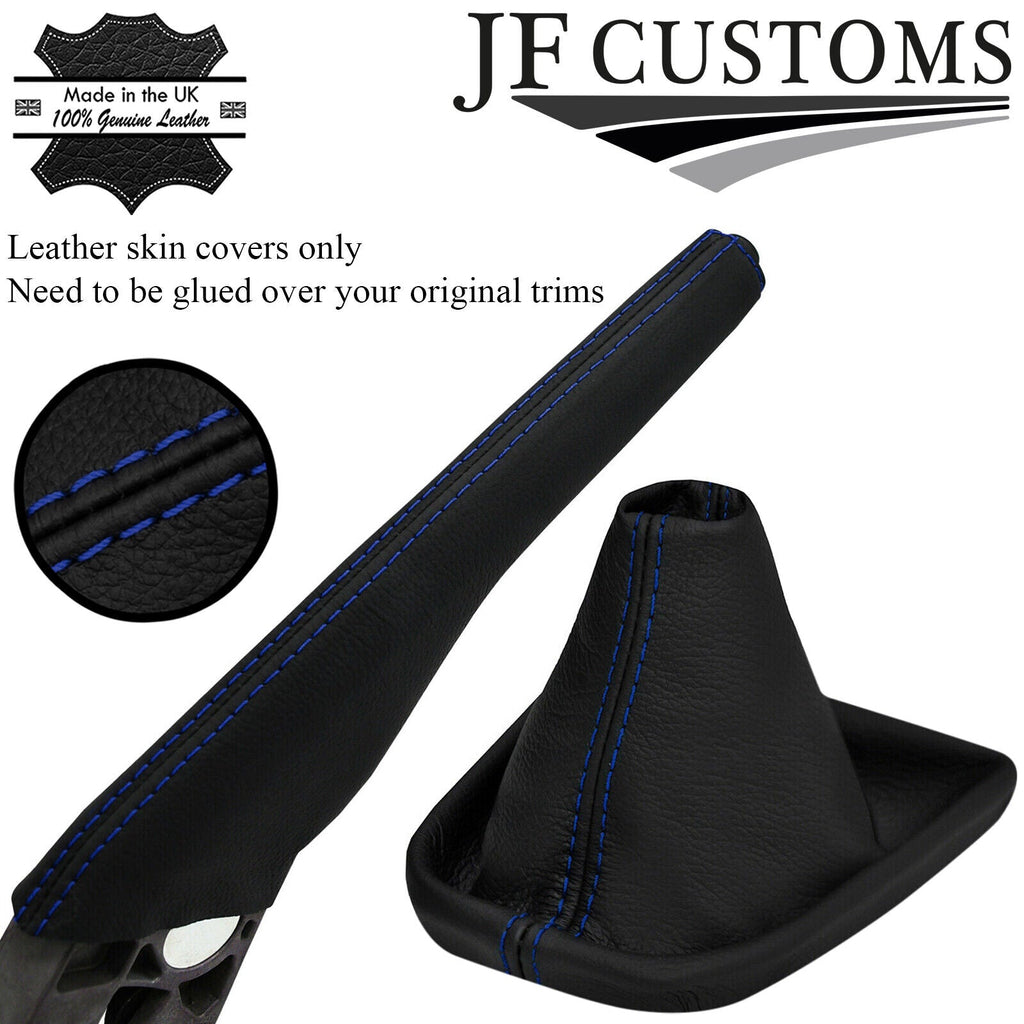 BLUE STITCH ITALIAN LEATHER GEAR HANDBRAKE GAITERS FOR VW CADDY 2016-2019