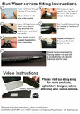 BLACK CROSS STITCH 2X SUN VISORS REAL LEATHER COVERS FOR MAZDA 3 2009-2013