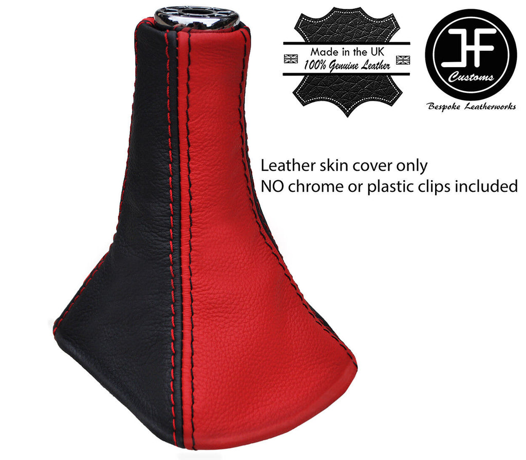 BLACK & RED TOP GRAIN LEATHER GEAR GAITER FOR TOYOTA MR2 MK3 SPYDER 2000-2007