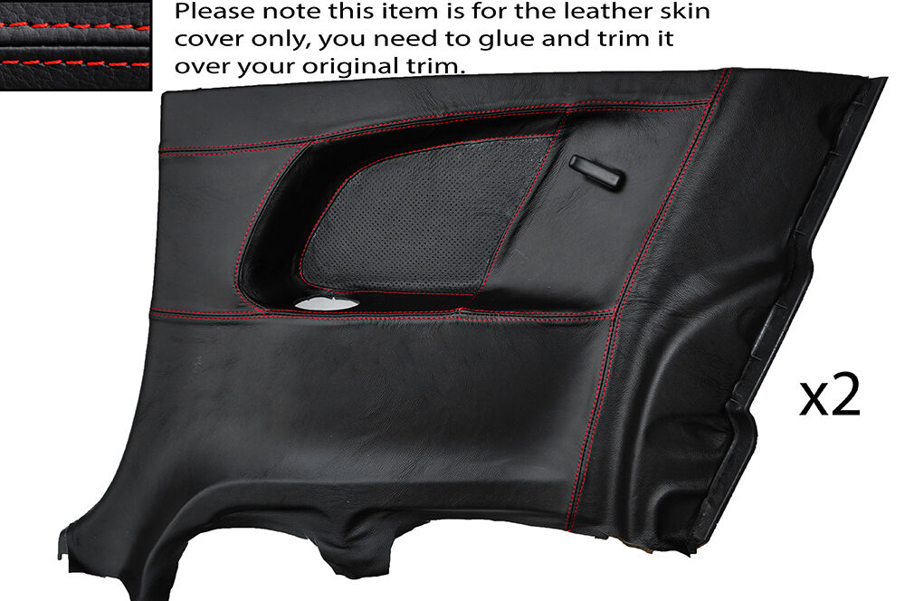 RED STITCH 2X FULL REAR DOOR CARD SKIN COVER FITS TOYOTA CELICA MK7 99-06