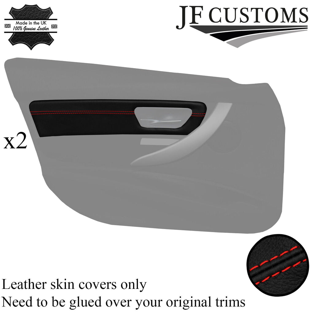 RED STITCH LEATHER 2X FRONT DOOR CARD TRIM COVER FOR BMW F30 11-18 SALOON