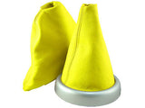 FITS MINI COOPER BMW GEAR HANDBRAKE GAITER YELLOW LEATHER CUSTOM NEW MADE IN UK