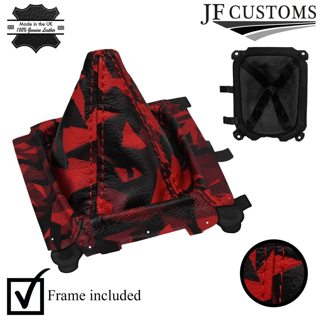 FOR MAZDA MX5 MK1 MIATA NA RED STITCH UV PRINTED LEATHER GEAR GAITER + FRAME