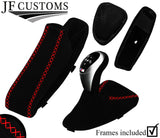 RED LUX-STITCH SUEDE AUTO DCT GEAR HANDBRAKE + FRAMES FOR BMW E90 E92 E93