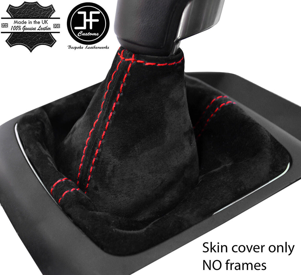 RED STITCHING REAL SUEDE MANUAL GEAR GAITER FITS HYUNDAI i30 2012-2016