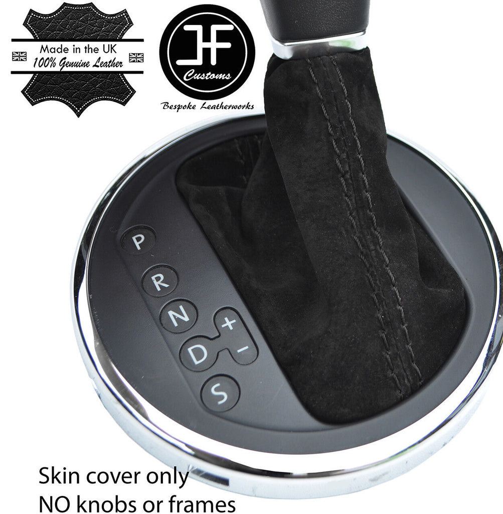 BLACK STITCH AUTO AUTOMATIC SUEDE GEAR GAITER FOR VW T5 TRANSPORTER CARAVELLE